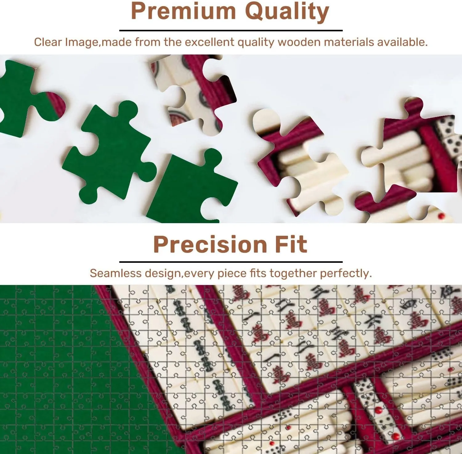 Jigsaw Puzzles 500 Pieces for Adult Mahjong Table Ancient Asian Board Game Close up Puzzle Game for Family Wooden Puzzle Toy Educational Games Puzzles for Home Decor