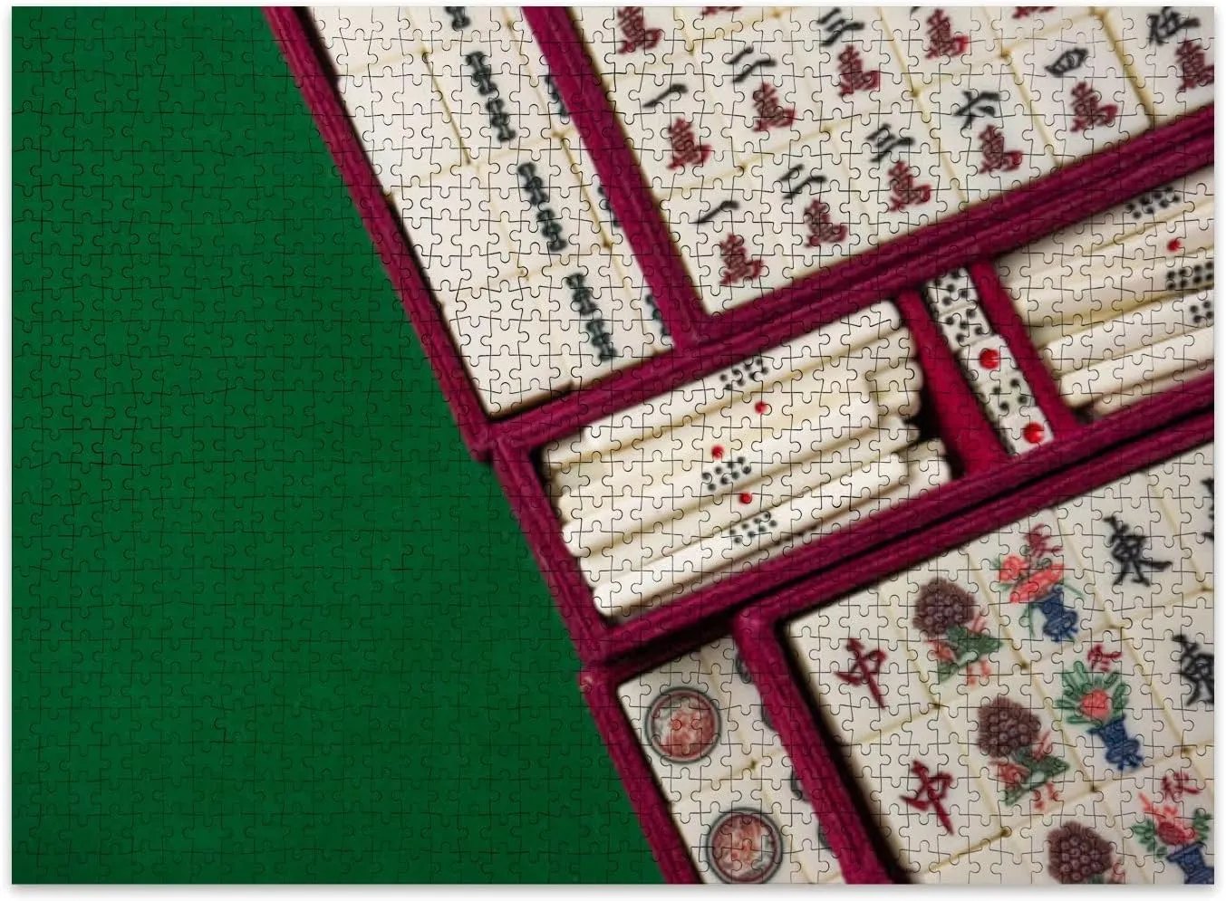 Jigsaw Puzzles 500 Pieces for Adult Mahjong Table Ancient Asian Board Game Close up Puzzle Game for Family Wooden Puzzle Toy Educational Games Puzzles for Home Decor