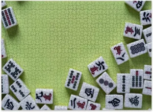 Jigsaw Puzzles 500 Pieces for Adult Mahjong Tiles Lined up Green Puzzle Game for Family Wooden Puzzle Toy Educational Games Puzzles for Home Decor