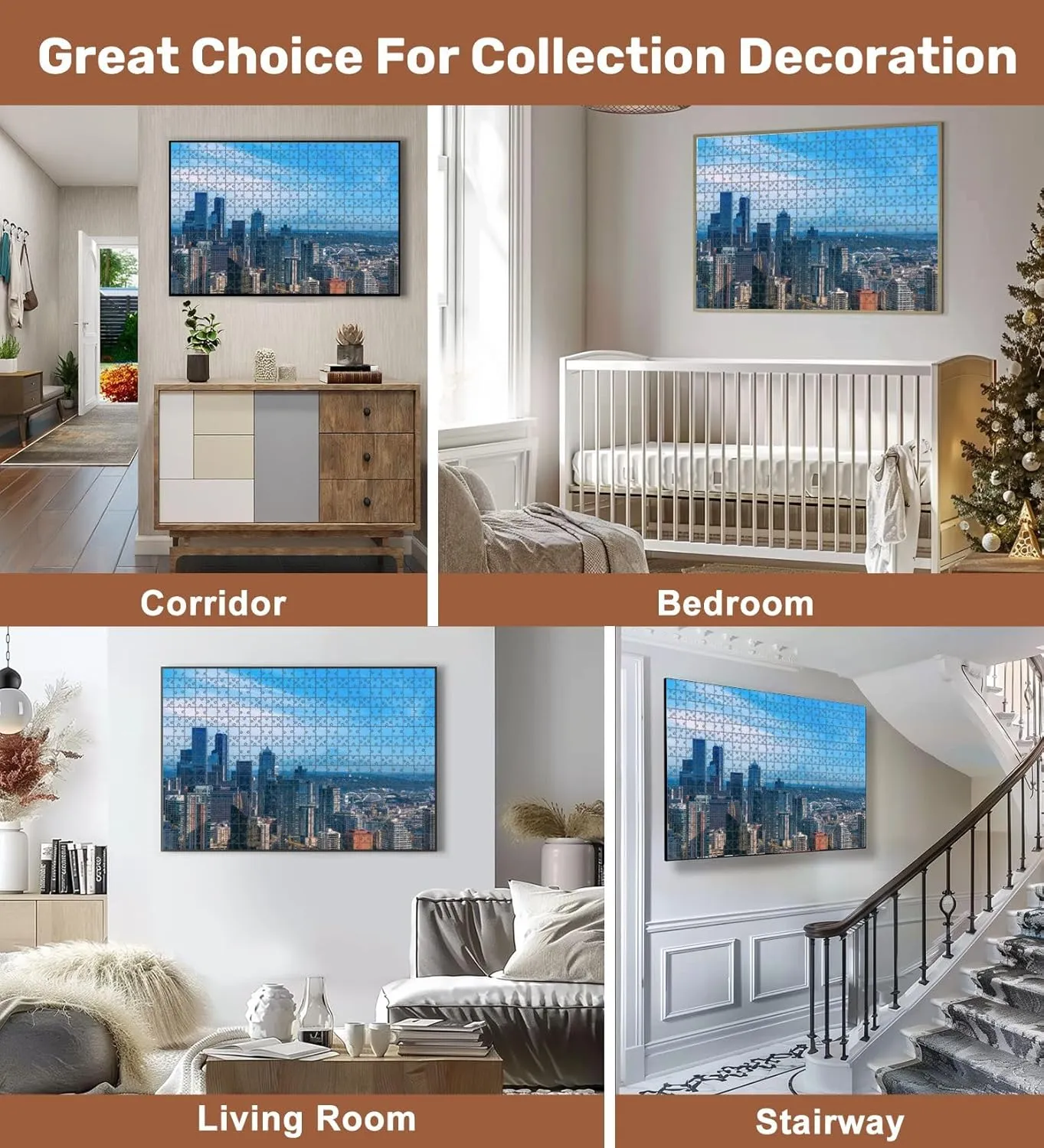 Jigsaw Puzzles 500 Pieces for Adult Panoramic Seattle Financial District Skyline City Downtown Mount Puzzle Game for Family Wooden Puzzle Toy Educational Games Puzzles for Home Decor