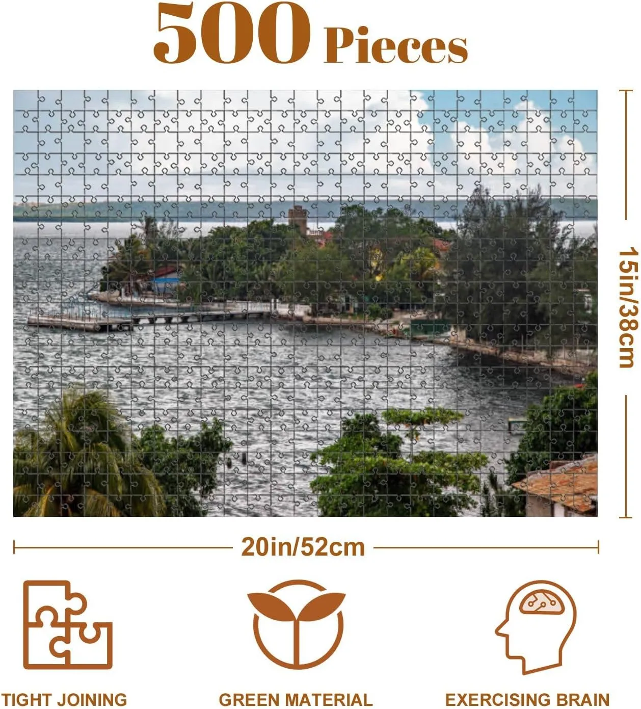 Jigsaw Puzzles 500 Pieces for Adult Punta Gorda Peninsula Bahia de Cienfuegos Cuba Puzzle Game for Family Wooden Puzzle Toy Educational Games Puzzles for Home Decor