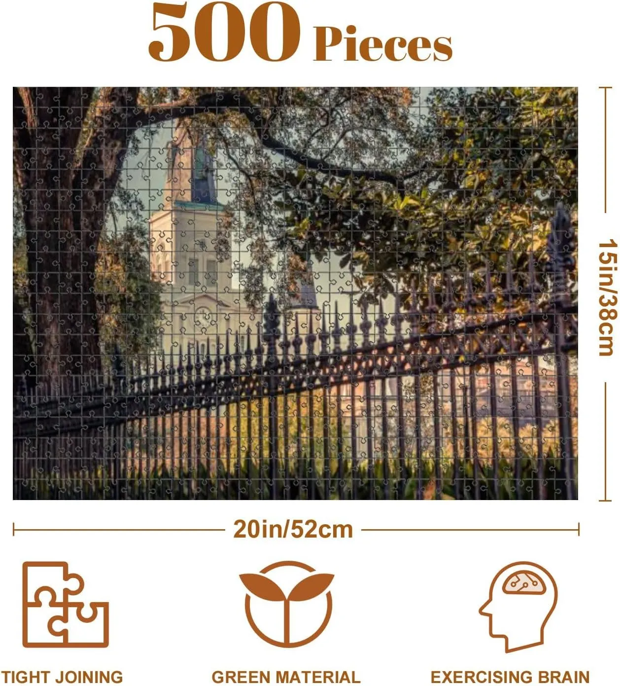 Jigsaw Puzzles 500 Pieces for Adult Saint Louis Cathedral New Orleans Puzzle Game for Family Wooden Puzzle Toy Educational Games Puzzles for Home Decor