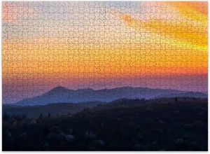 Jigsaw Puzzles 500 Pieces for Adult Sunrise Blue Ridge Mountains Puzzle Game for Family Wooden Puzzle Toy Educational Games Puzzles for Home Decor