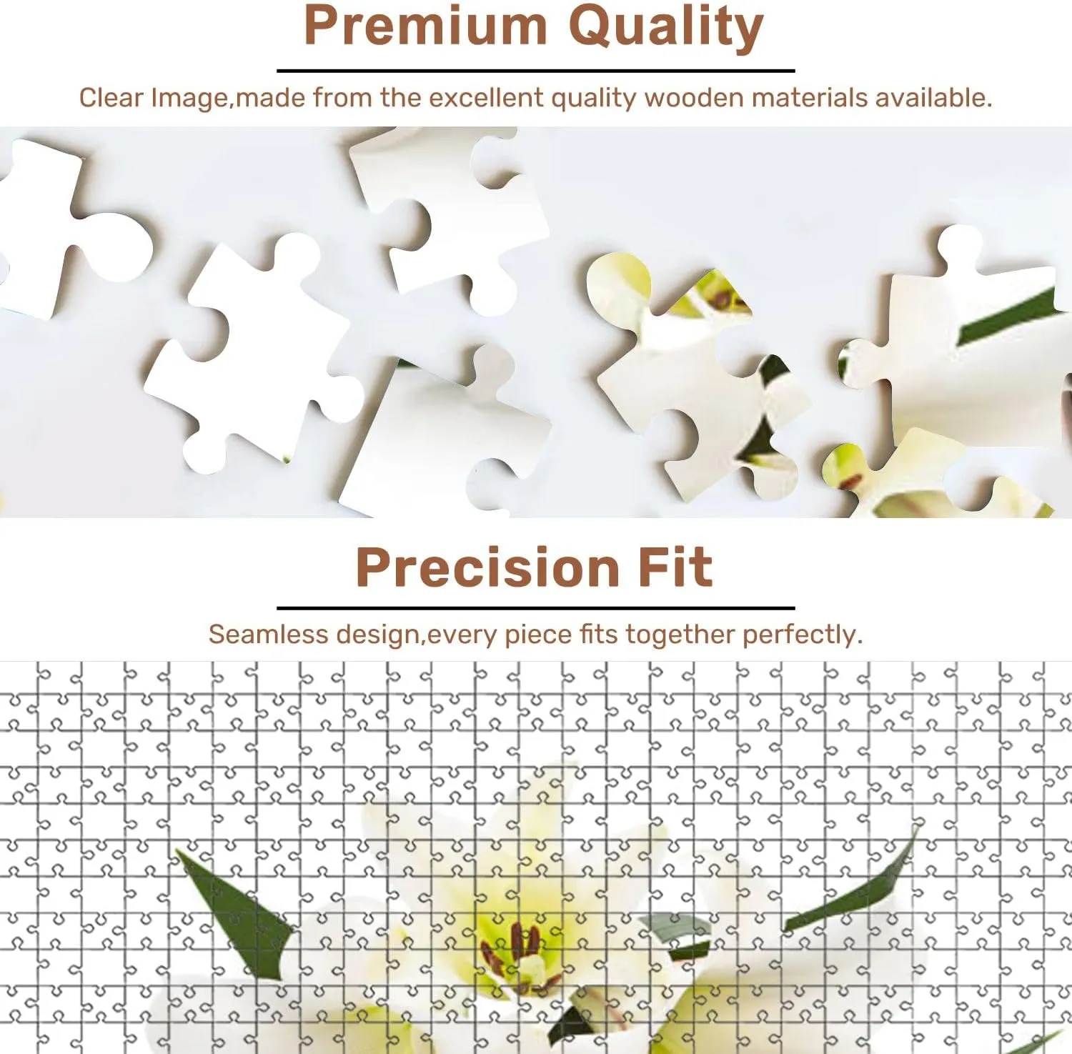Jigsaw Puzzles 500 Pieces for Adult White Lilies Puzzle Game for Family Wooden Puzzle Toy Educational Games Puzzles for Home Decor