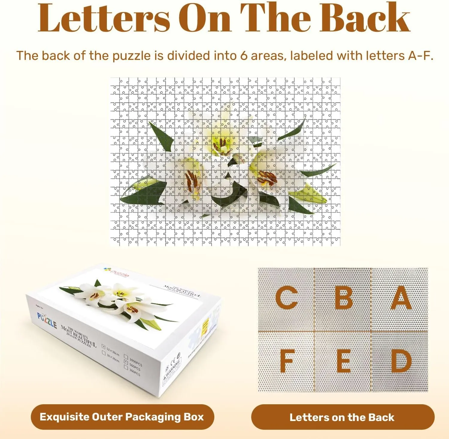 Jigsaw Puzzles 500 Pieces for Adult White Lilies Puzzle Game for Family Wooden Puzzle Toy Educational Games Puzzles for Home Decor