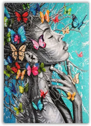 Jigsaw Puzzles 500 Pieces for Adults,Black Woman Butterfly Black Girl Queen Girl Puzzle African American Jigsaw Tileable Puzzle Kids Puzzle Leisure Puzzle Games Fun Toys Girls Adult Teen Gifts