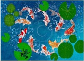 Jigsaw Puzzle 1000 Pieces Beautiful Koi Fish Life Water Pond Puzzles for Adults Creative Gift Puzzles Funny Family Games Multiple Size