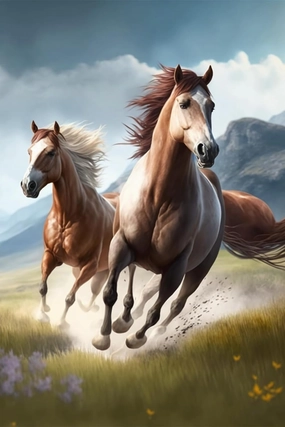 Jigsaw Puzzle 500 Piece Wooden Puzzle Grassland Running Horses Picture Family Decorations, Unique Birthday Present Suitable for Adults