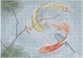 Jigsaw Puzzle 500 Pieces Koi Fishes Gentle Colours Chinese Style Puzzles for Adults Teens and Kids Creative Gift Puzzles Funny Family Games Multiple Size