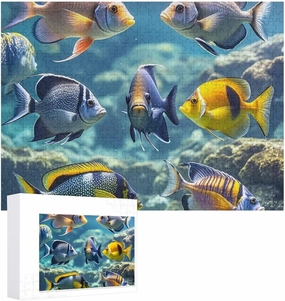 Jigsaw Puzzle from Photos 300/500/1000 Pieces Personalized Wooden Picture Puzzles Custom Puzzle from Pictures Different Fish Puzzles for Adults Family Birthday Valentine's Day Gifts
