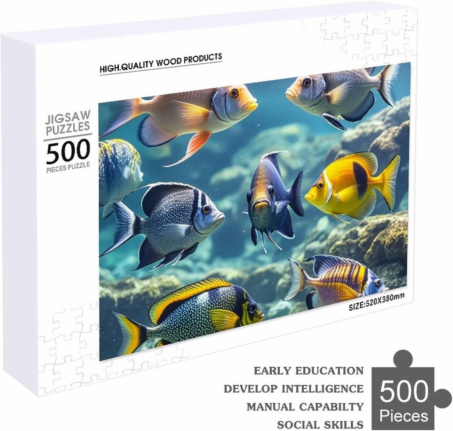 Jigsaw Puzzle from Photos 300/500/1000 Pieces Personalized Wooden Picture Puzzles Custom Puzzle from Pictures Different Fish Puzzles for Adults Family Birthday Valentine's Day Gifts