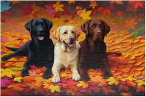 Jigsaw Puzzles 500 Piece for Adults - Dogs in Forest - Labrador Retriever Dog in Autumn Park Animal Fun Puzzle Educational Family Game Toys Adults Home Decoration Colorful Puzzle Gifts