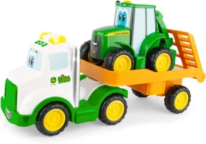 JOHN DEERE Tomy Lights & Sounds Farmin' Friends Hauling Set - Includes Toy Truck and Backhoe Tractor Toy for Indoor and Outdoor Play - Preschool Toys Ages 18 Months and Up