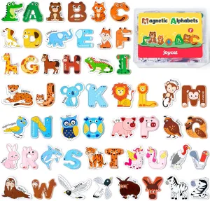 JoyCat Fridge Magnets for Toddlers – 26 Cute Animals & Uppercase Letters for Kids, Magnetic Alphabet Refrigerator Toys, Fun Educational Learning Gifts for Preschool 2 3 4 5 Years Old