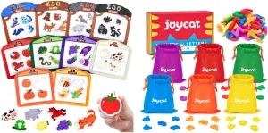 JoyCat Magnetic Letters, 312 Pieces Lowercase Alphabet Fridge Magnets   Large Size Farm & Zoo Fridge Magnets for Kids, 50PCS Color Sorting Refrigerator Toys