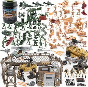 JOYIN 164-Piece Military Soldier Playset & Military Base Toy Set – Army Men, Vehicles, Tanks, Helicopters, Action Figures & Combat Gear – Perfect Christmas & Birthday Gift for Kids