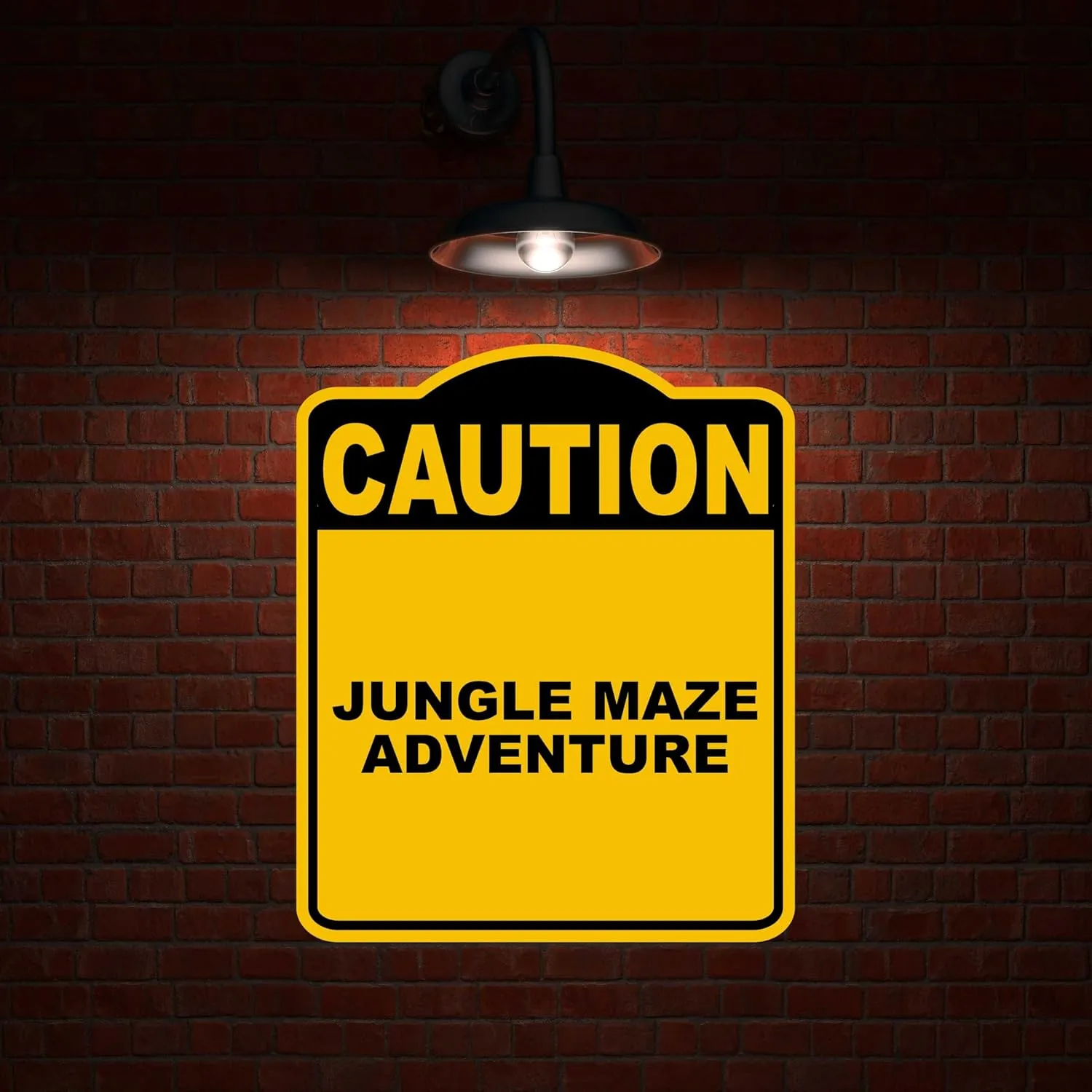 JUNGLE MAZE ADVENTURE Caution Yellow Black Aluminum Composite Sign 15 x 18 inches