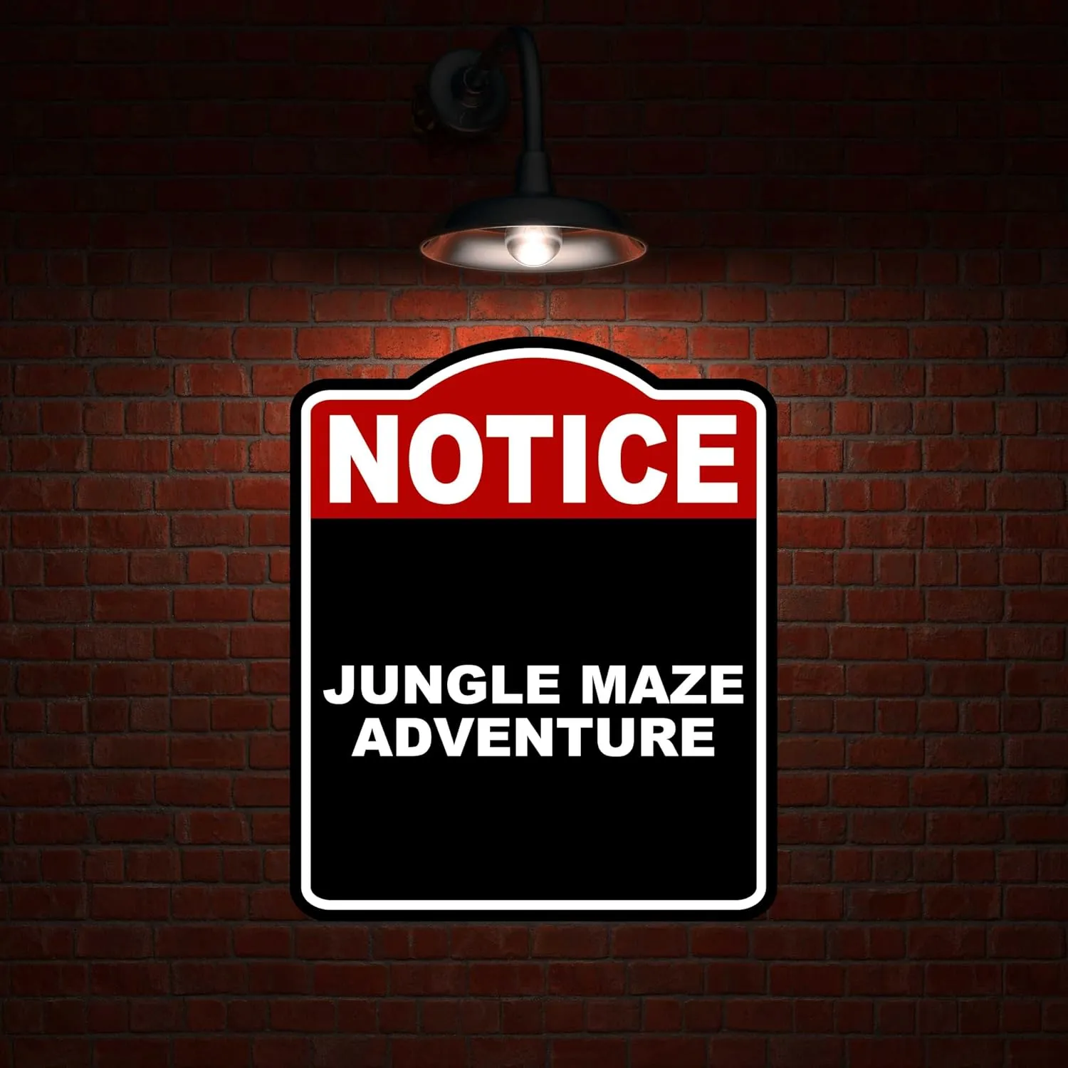 JUNGLE MAZE ADVENTURE Notice Red Black Aluminum Composite Sign 15 x 18 inches