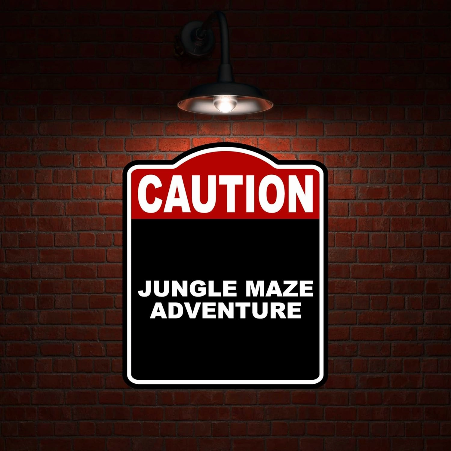 JUNGLE MAZE ADVENTURE Caution Red Black Aluminum Composite Sign 15 x 18 inches