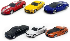 Just For Laughs 6 Diecast Metal Cars, 1:64 Scale Mini Car Set, Officially Licensed Mercedes AMG GT S, Chevrolet Corvette Grand Sport, Acura NSX, Mercedes AMG C 63 S, Ford F-150, Toyota Supra 2020