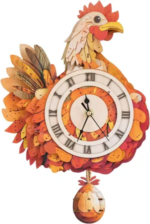 KAAYEE 3D Wooden Puzzles for Adults Chicken Clock - Model Building Kit ‌‌Hen Clock Puzzle Creative Craft Gift Home Deco for DIY Enthusiasts, Brain Teaser Building Set Birthday Gifts