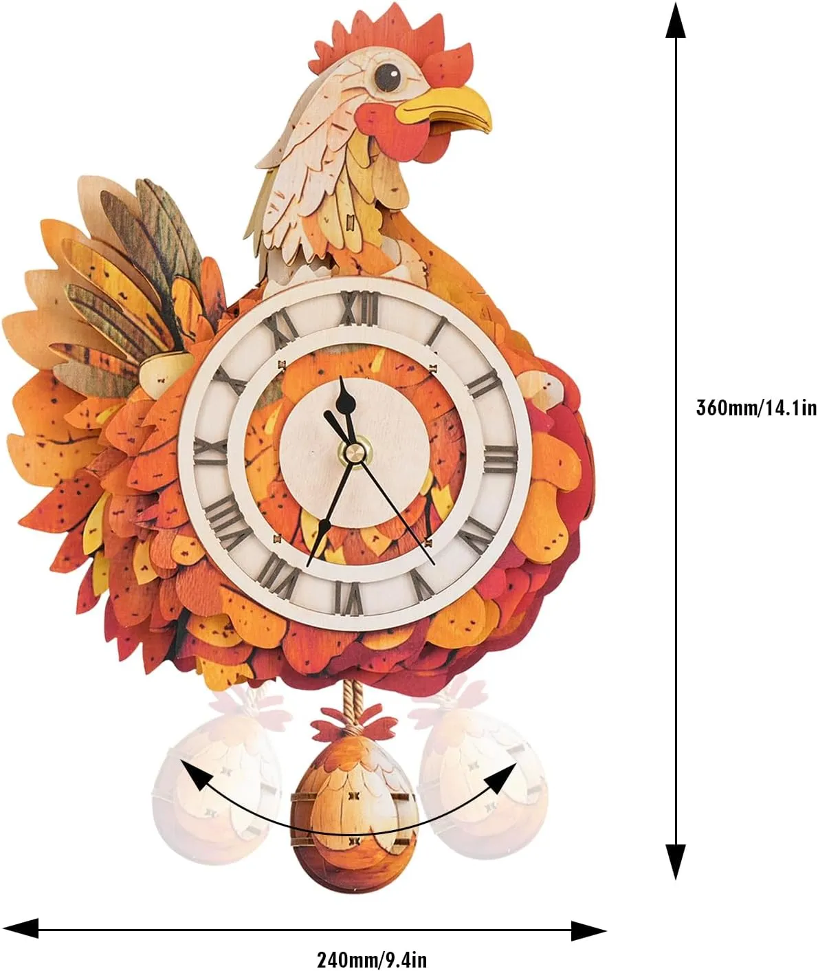 KAAYEE 3D Wooden Puzzles for Adults Chicken Clock - Model Building Kit ‌‌Hen Clock Puzzle Creative Craft Gift Home Deco for DIY Enthusiasts, Brain Teaser Building Set Birthday Gifts