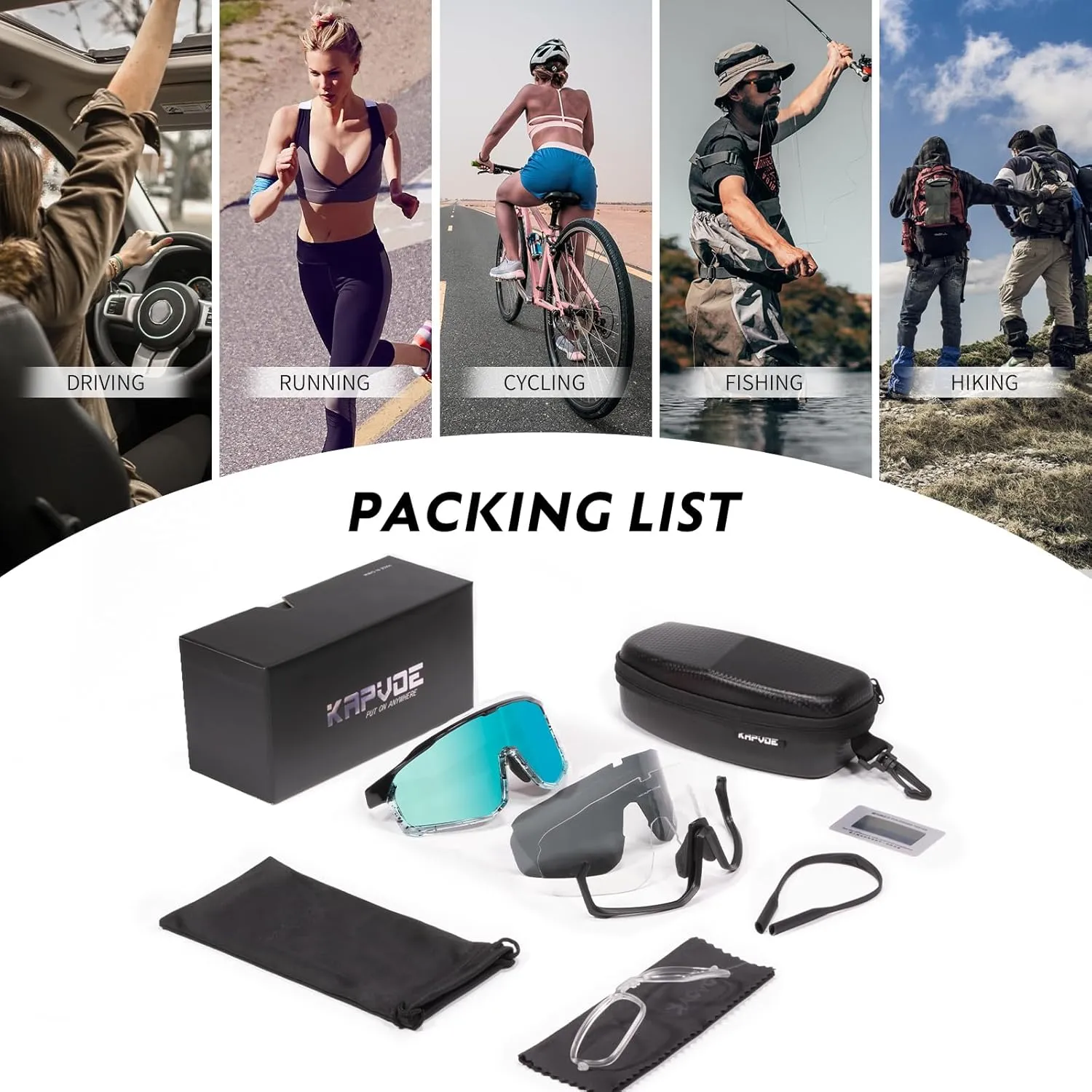 KAPVOE Polarized Cycling Glasses Men Women Mountain Bike Glasses MTB Riding TR90 Sport Sunglasses Running Bicycle K93