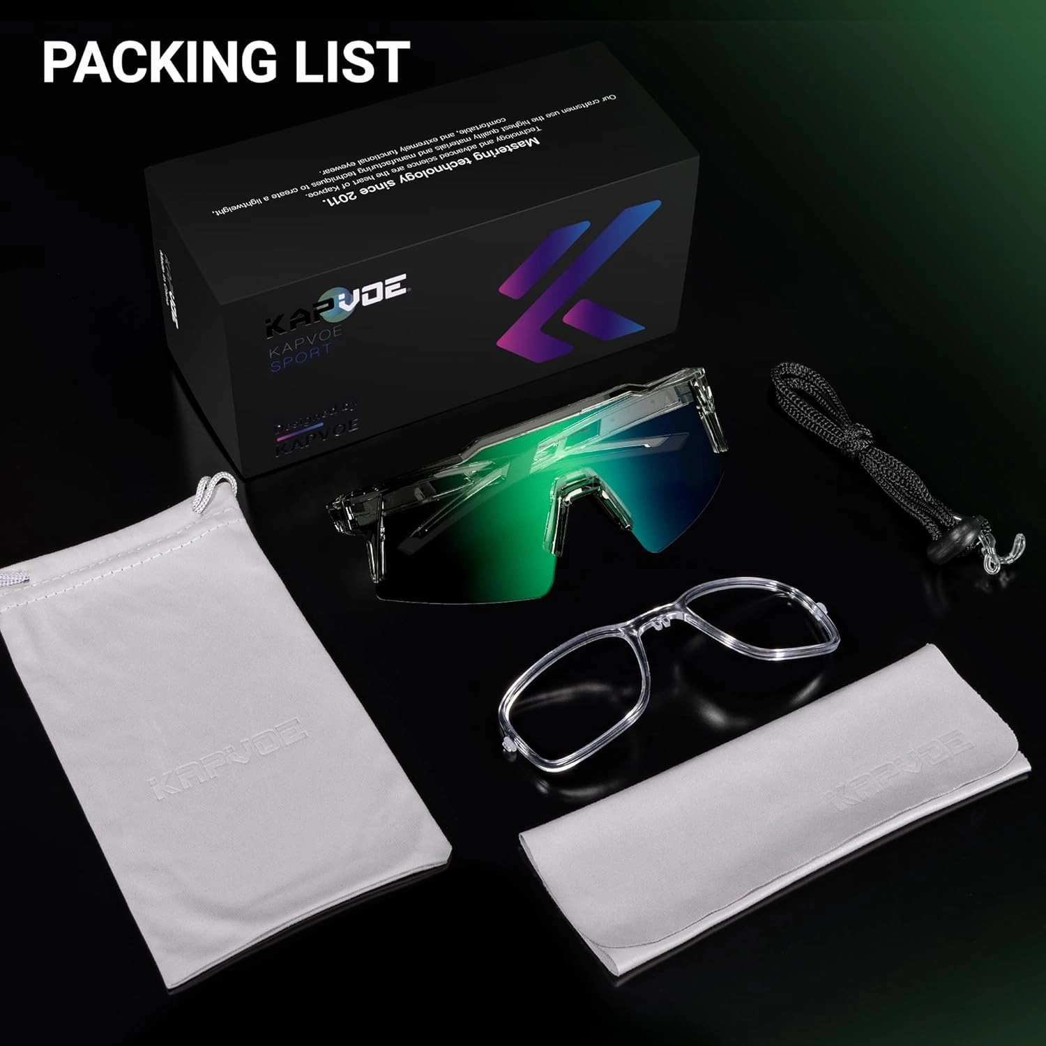 KAPVOE Photochromic Cycling Glasses Men Women Clear Transition Mountain Bike Sunglasses Sports Baseball Running - K9023