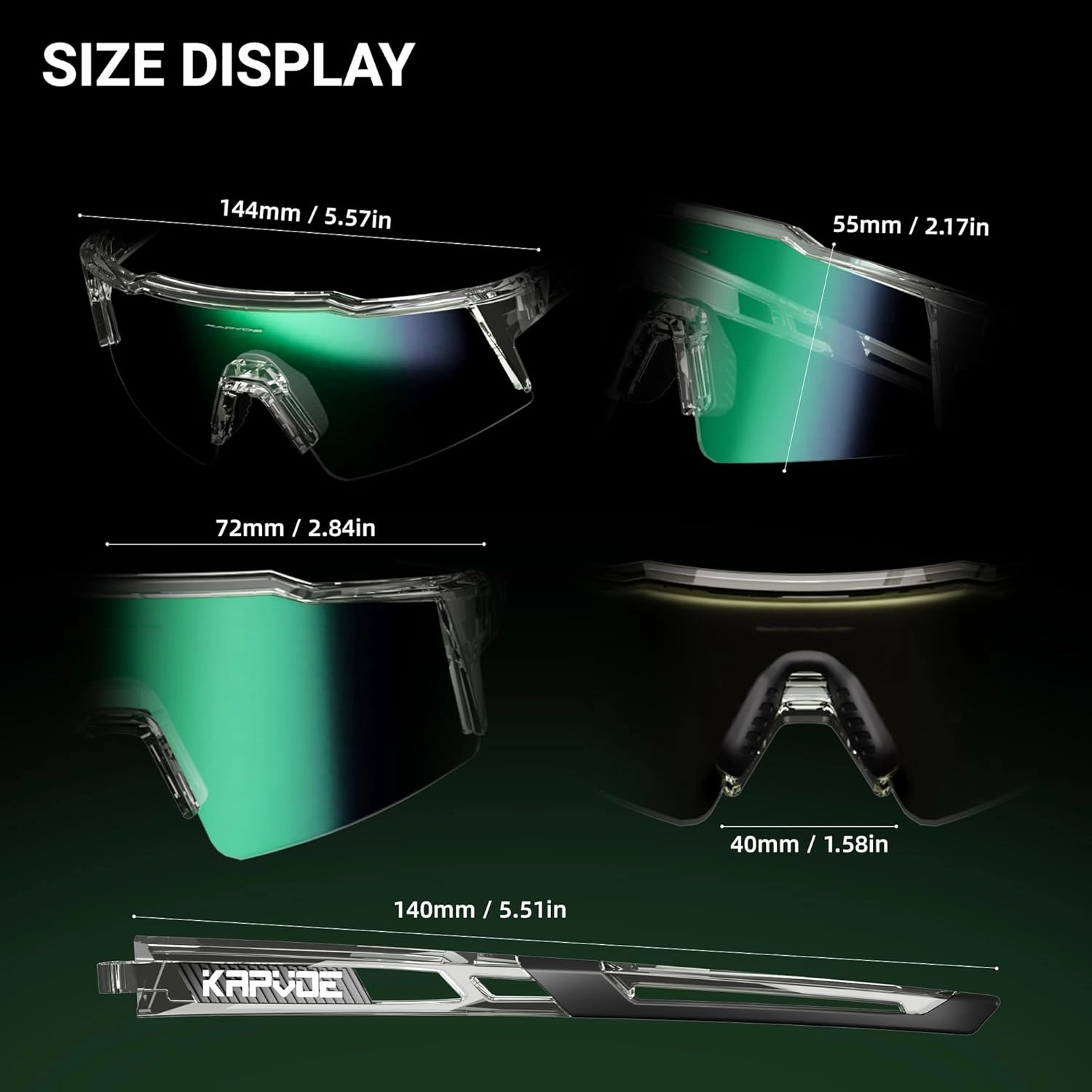 KAPVOE Photochromic Cycling Glasses Men Women Clear Transition Mountain Bike Sunglasses Sports Baseball Running - K9023