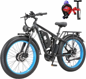KETELES Electric Bike for Adults 5000W Peak Mountain Bicycle 33MPH, 26" Fat Tire Ebike 52V 26AH Removable Battery Electric Dirt E Bikes 7 Speed E-Bike Full Suspension UL Certified