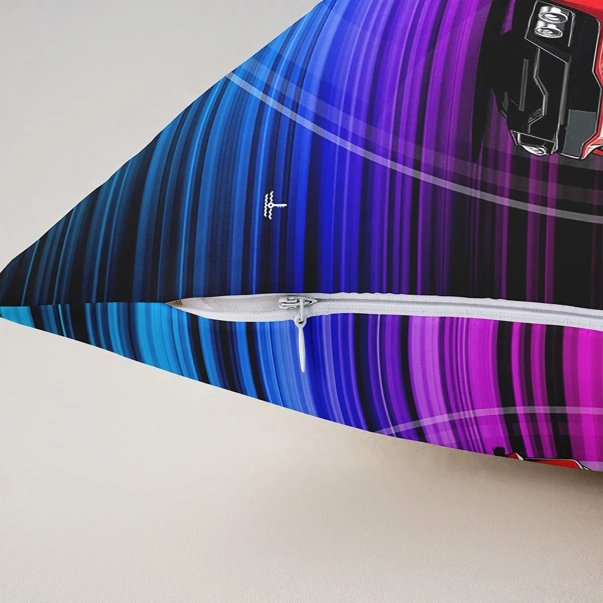 Kids Racing Throw Pillow Covers Set of 2 24x24 Inch for Sofa Bed Couch,Red Sports Car Cushion Covers Home Room Decor,Extreme Car Cushion Cases,Blue Purple Gradient Striped Decorative Pillowcases