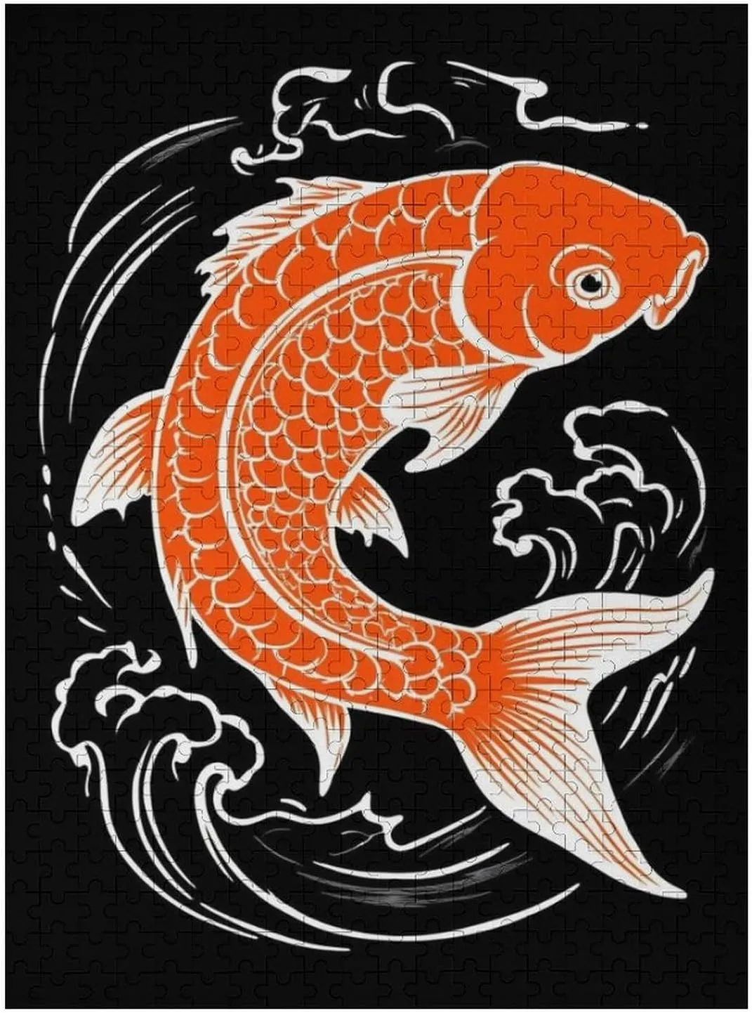 Kids Teens Adults Large Japanese Yellow Koifish Fish Black Jigsaw Puzzle for Home Entertainment, Game Toys Gift - 500 Pieces Jigsaw Puzzles Wall Hanging Painting