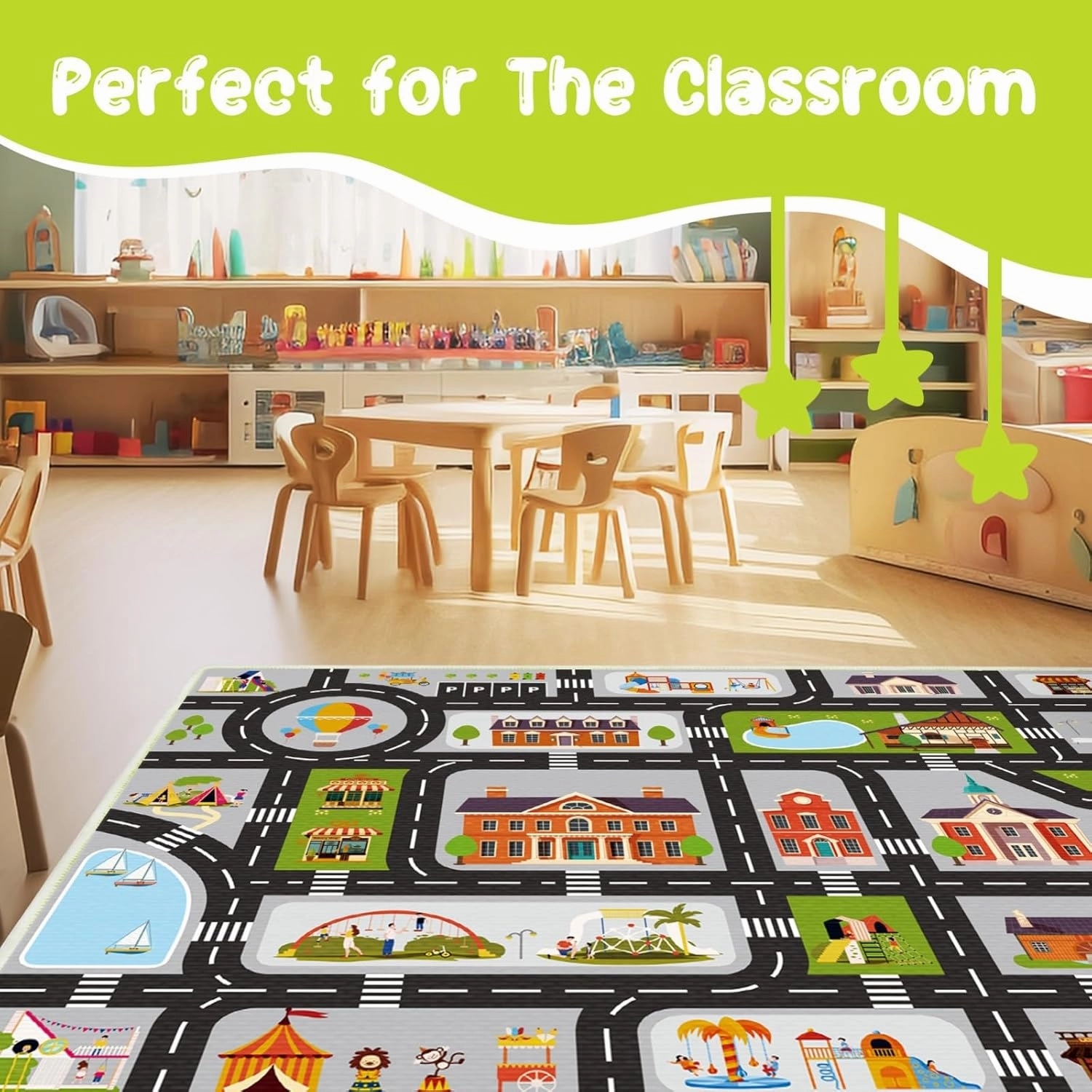 Kids Carpet Car Rug Play Mat, 2.6'x4' Car Carpet for Kids, City Life Educational Area Rugs with Non-Slip Race Track Rugs, Great Ideal Gifts for Kids Playroom (Gray, 2.6'x4')
