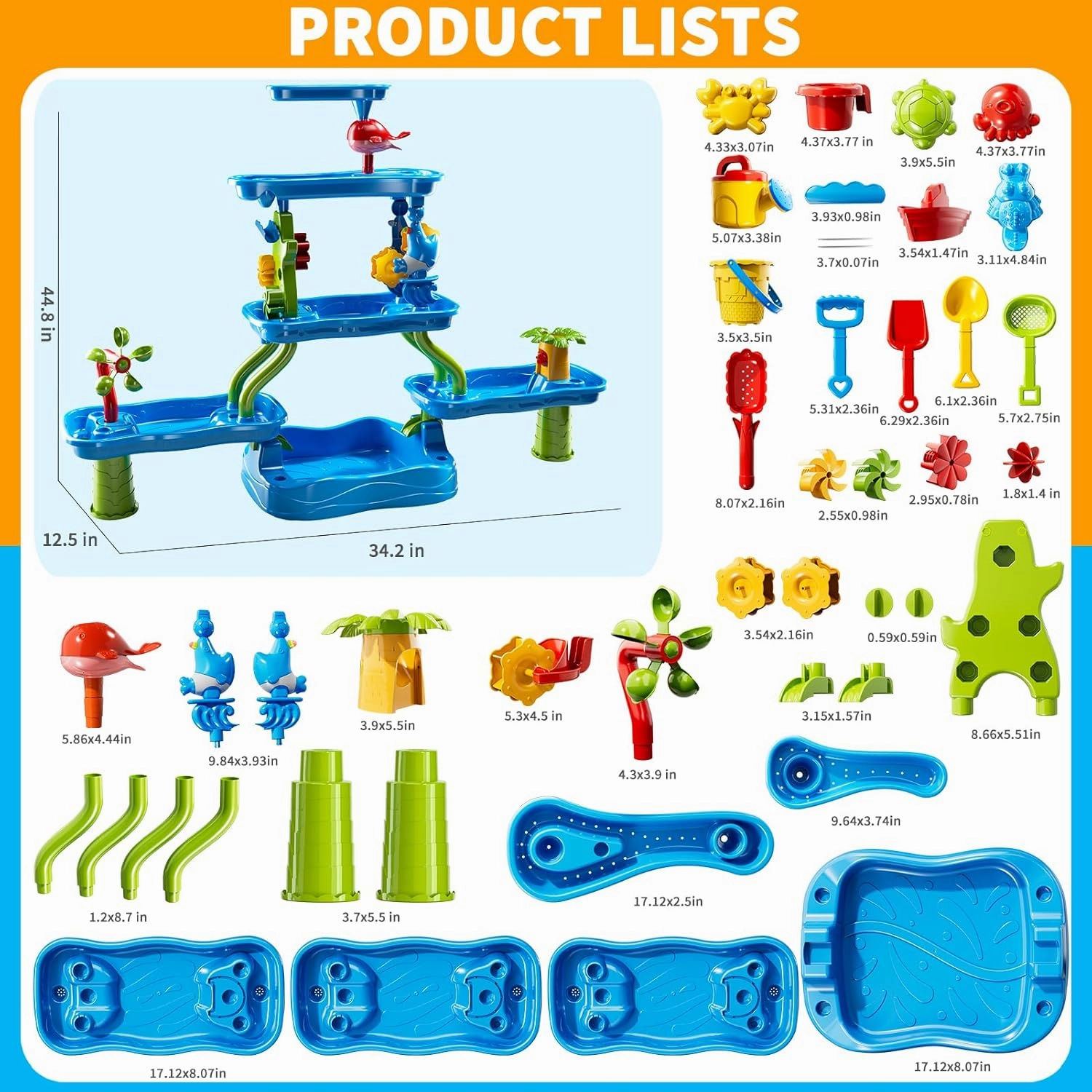 Kids Outdoor Water Table for Toddlers Kids Ages 3-5 4-8, 5-Tier Water and Sand Table with Rich Activity Set, Summer Beach Outside Backgard Sensory Toys for Kids Toddlers Boys Girls