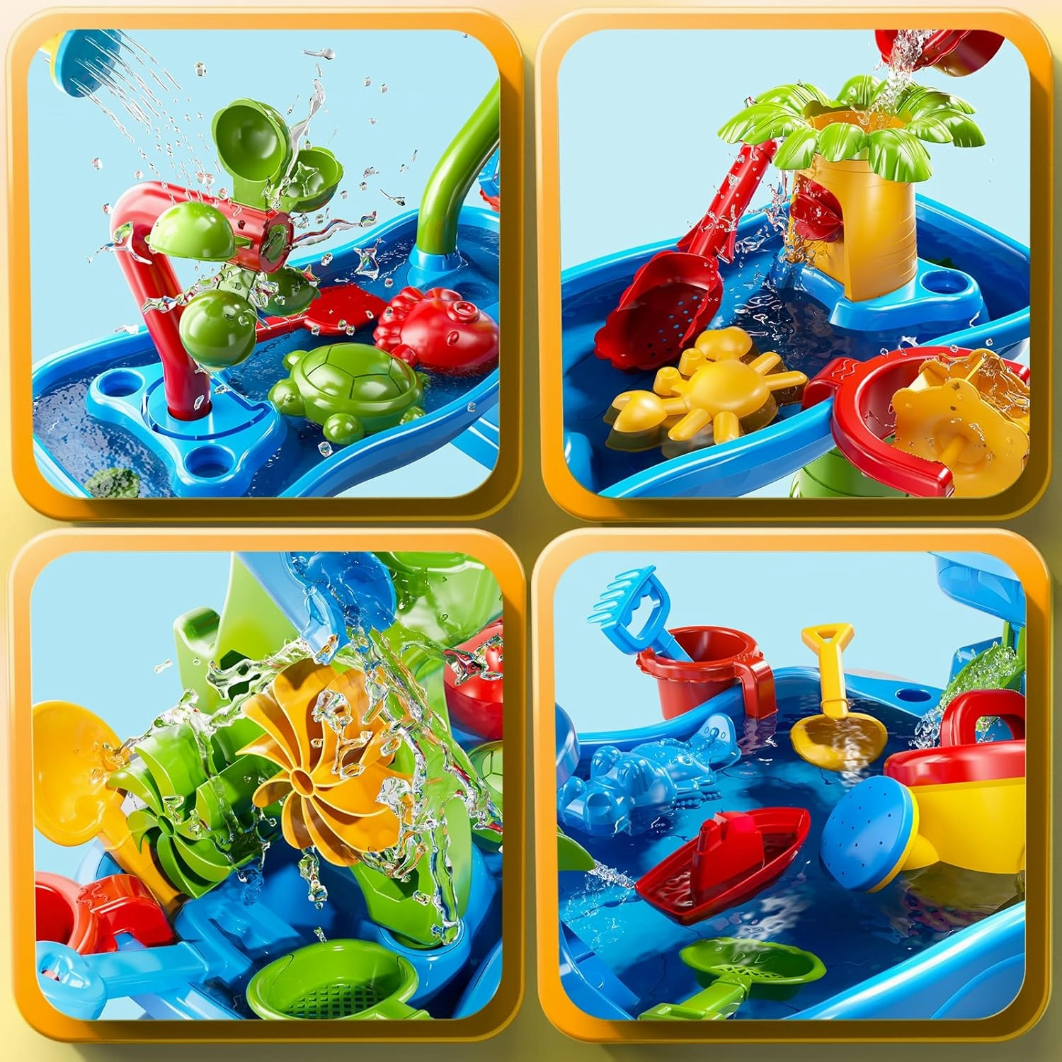 Kids Outdoor Water Table for Toddlers Kids Ages 3-5 4-8, 5-Tier Water and Sand Table with Rich Activity Set, Summer Beach Outside Backgard Sensory Toys for Kids Toddlers Boys Girls