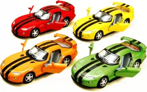 KiNSMART Dodge Viper GTR-S SetOf4 1:36 Scale 5 Inch Die Cast Metal Model Super Sports Race Car