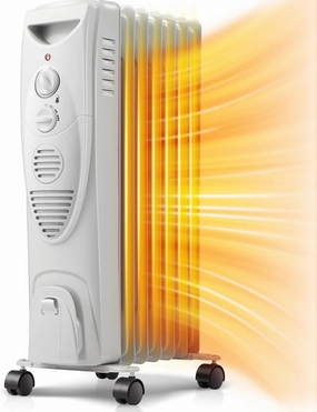 Kismile 1500W Oil Filled Radiator Heater, Portable Electric Heater with 3 Heat Settings, Adjustable Thermostat, Overheat & Tip-Over Protection, Oil Heaters for Indoor Use (Grey)