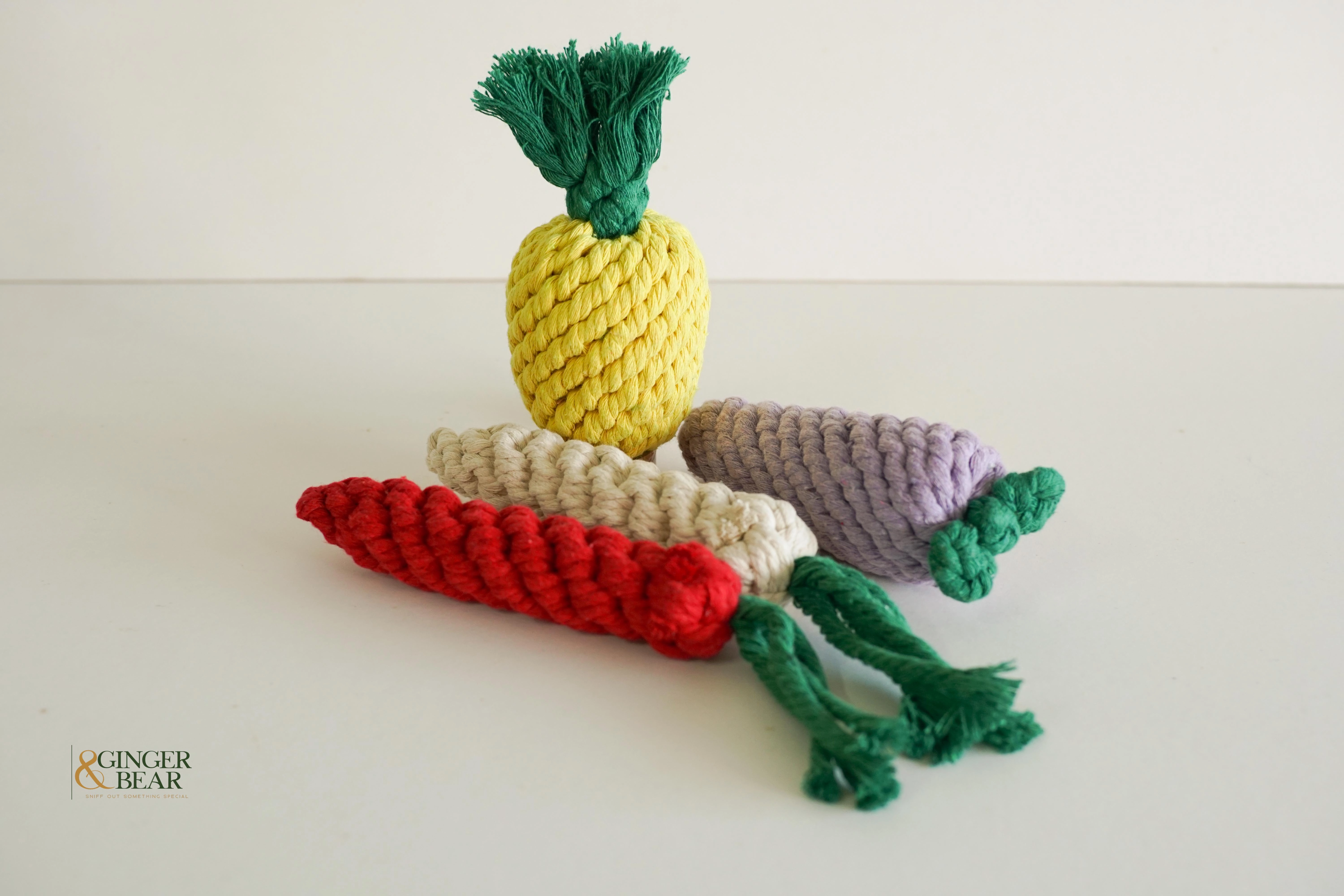 Knotty Interactive Upcycled Cotton Rope Dog Toy, Pineapple