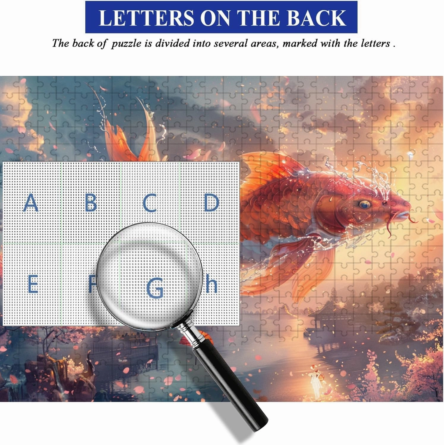 Koi Fish 1000 Piece Jigsaw Puzzle for Adults -Challenging Puzzle Perfect for Game Nights - 3 Size Customized Puzzles