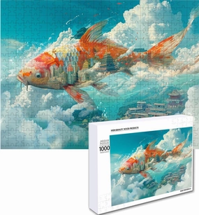 Koi Fish 1000 Piece Jigsaw Puzzle for Adults -Challenging Puzzle Perfect for Game Nights - 3 Size Customized Puzzles