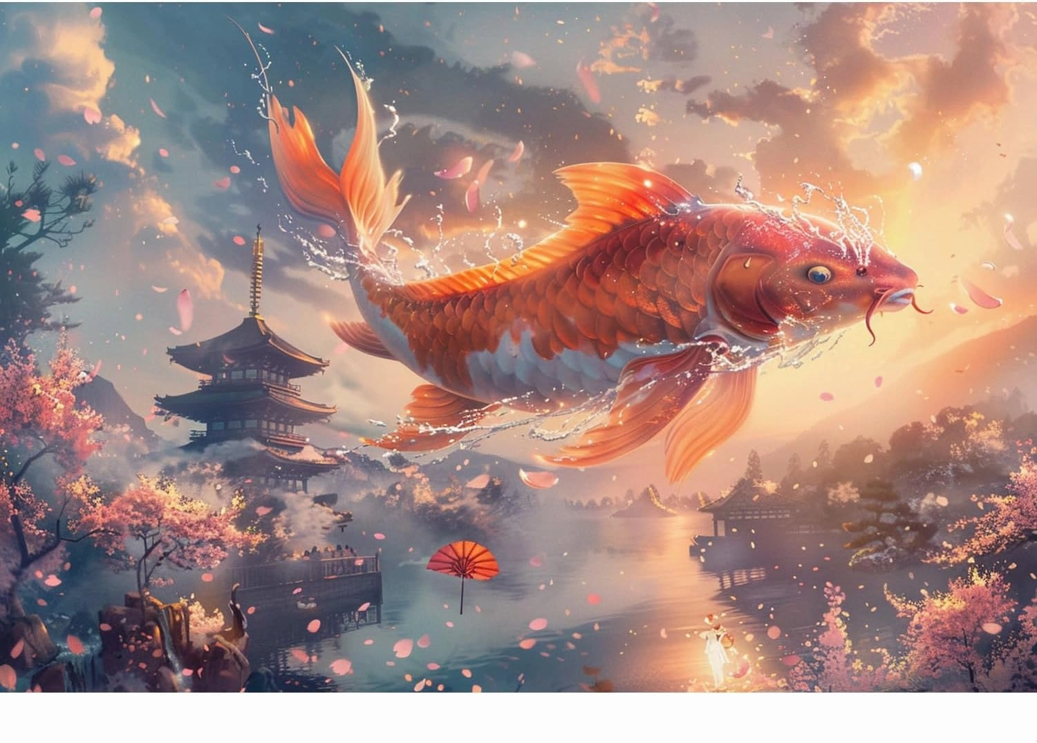 Koi Fish 1000 Piece Jigsaw Puzzle for Adults -Challenging Puzzle Perfect for Game Nights - 3 Size Customized Puzzles