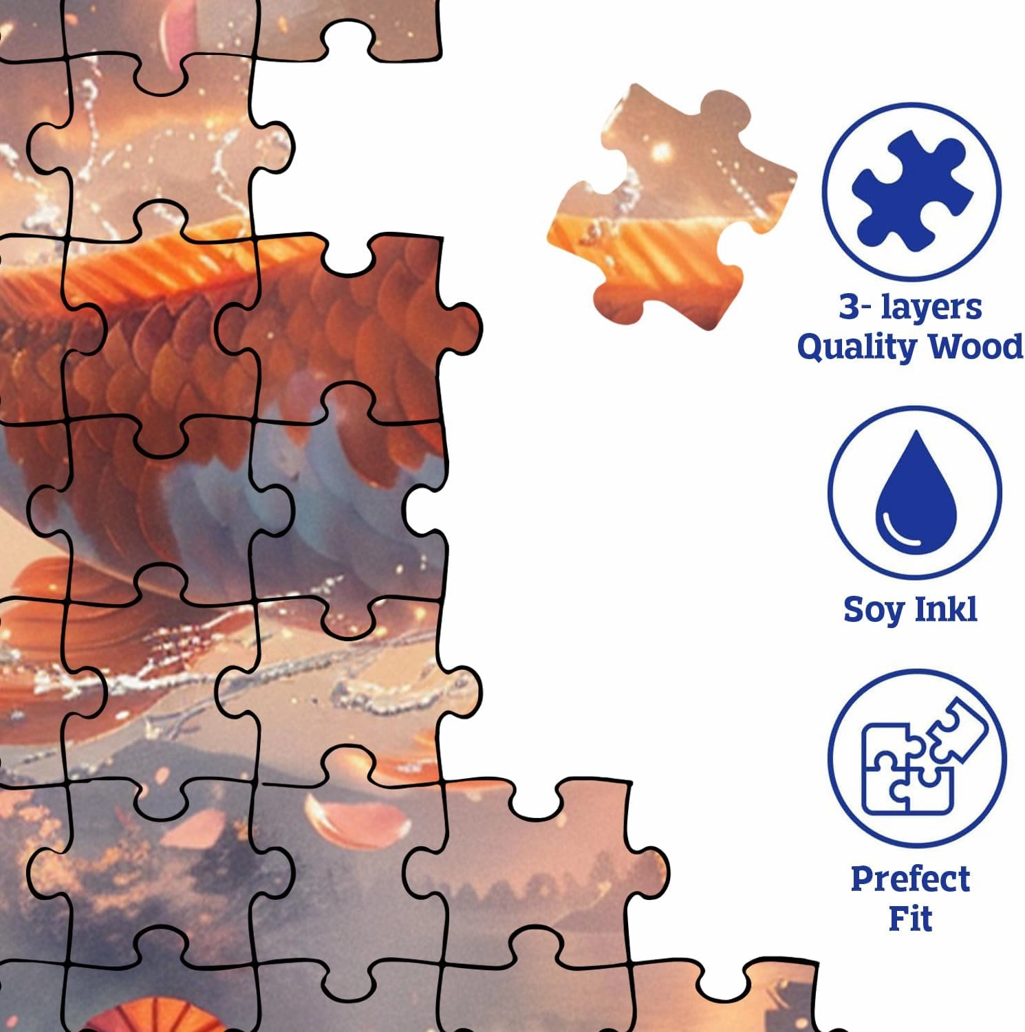 Koi Fish 1000 Piece Jigsaw Puzzle for Adults -Challenging Puzzle Perfect for Game Nights - 3 Size Customized Puzzles