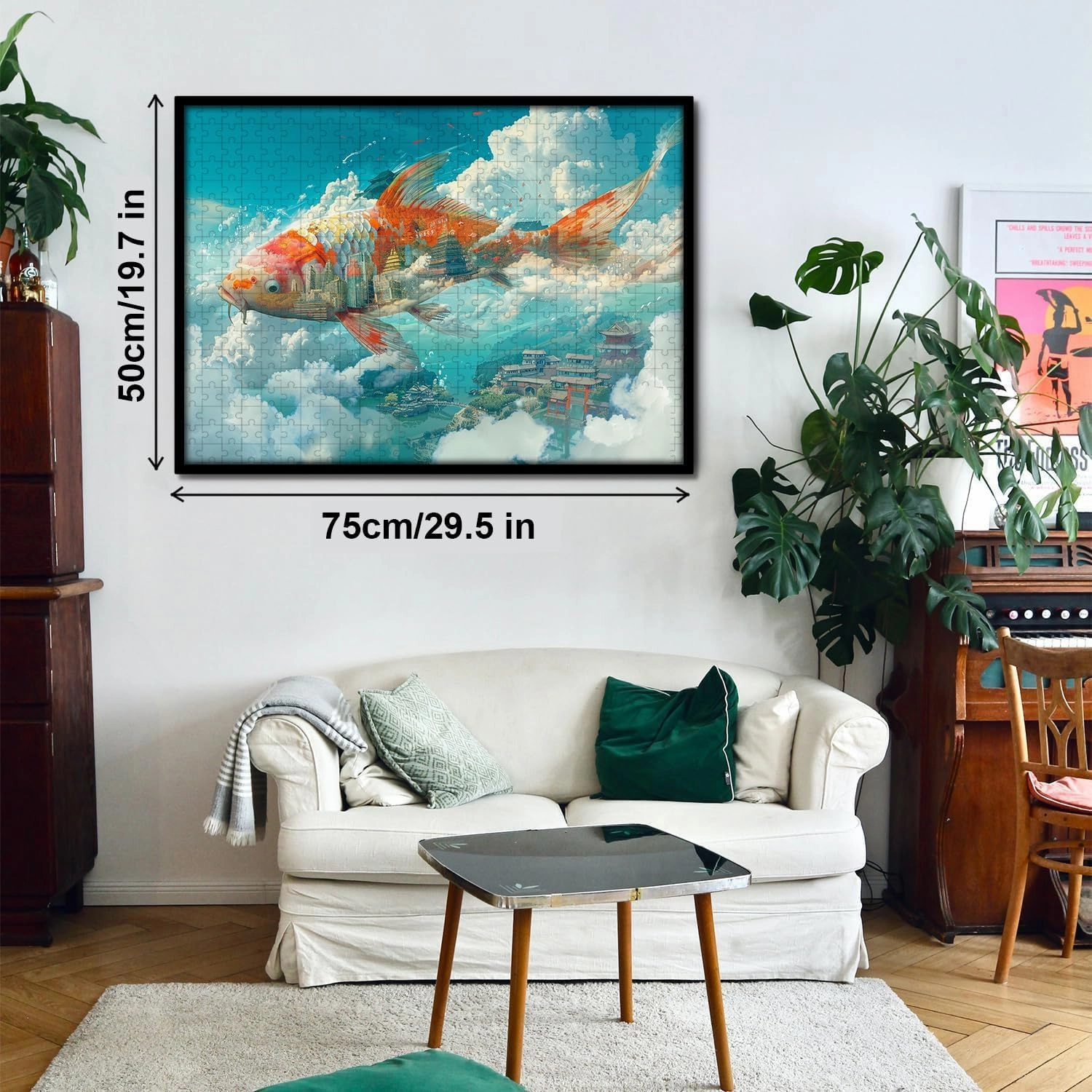 Koi Fish 1000 Piece Jigsaw Puzzle for Adults -Challenging Puzzle Perfect for Game Nights - 3 Size Customized Puzzles