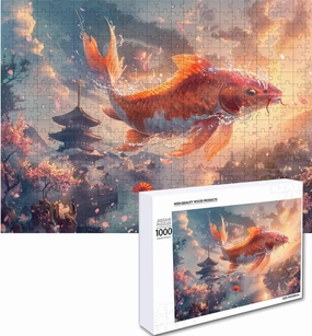 Koi Fish 1000 Piece Jigsaw Puzzle for Adults -Challenging Puzzle Perfect for Game Nights - 3 Size Customized Puzzles