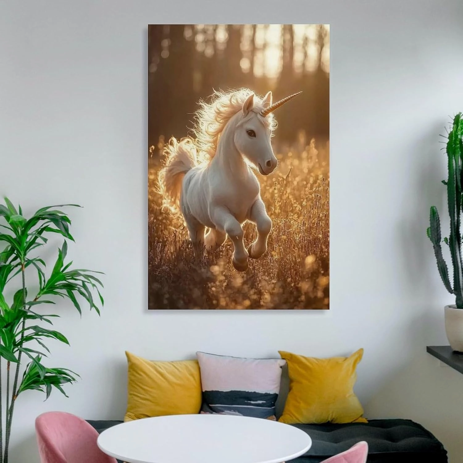 KRECDKQ Little Unicorn Jungle Running Funny Poster Canvas Wall Art Prints Posters for Room Aesthetic Bedroom Living Room Pictures Paintings Wall Decor for Mens Framed Unframed 08x12inch(20x30cm)