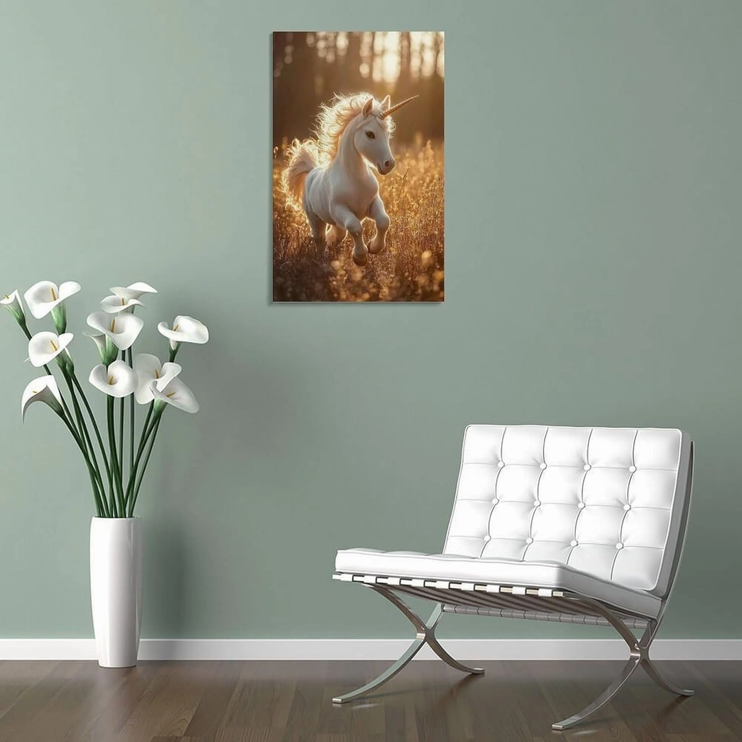 KRECDKQ Little Unicorn Jungle Running Funny Poster Canvas Wall Art Prints Posters for Room Aesthetic Bedroom Living Room Pictures Paintings Wall Decor for Mens Framed Unframed 08x12inch(20x30cm)