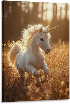 KRECDKQ Little Unicorn Jungle Running Funny Poster Canvas Wall Art Prints Posters for Room Aesthetic Bedroom Living Room Pictures Paintings Wall Decor for Mens Framed Unframed 08x12inch(20x30cm)