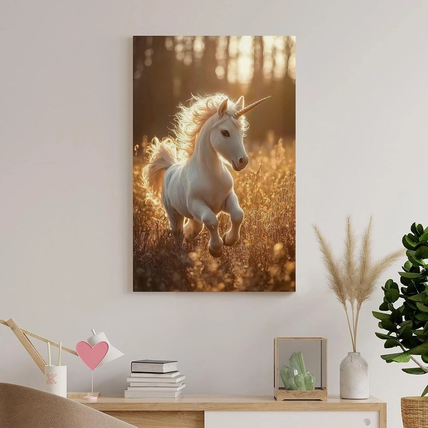 KRECDKQ Little Unicorn Jungle Running Funny Poster Canvas Wall Art Prints Posters for Room Aesthetic Bedroom Living Room Pictures Paintings Wall Decor for Mens Framed Unframed 08x12inch(20x30cm)