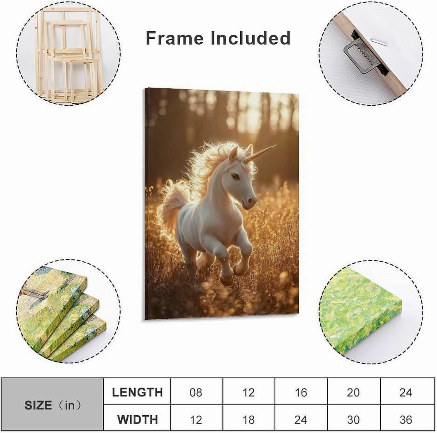 KRECDKQ Little Unicorn Jungle Running Funny Poster Canvas Wall Art Prints Posters for Room Aesthetic Bedroom Living Room Pictures Paintings Wall Decor for Mens Framed Unframed 08x12inch(20x30cm)