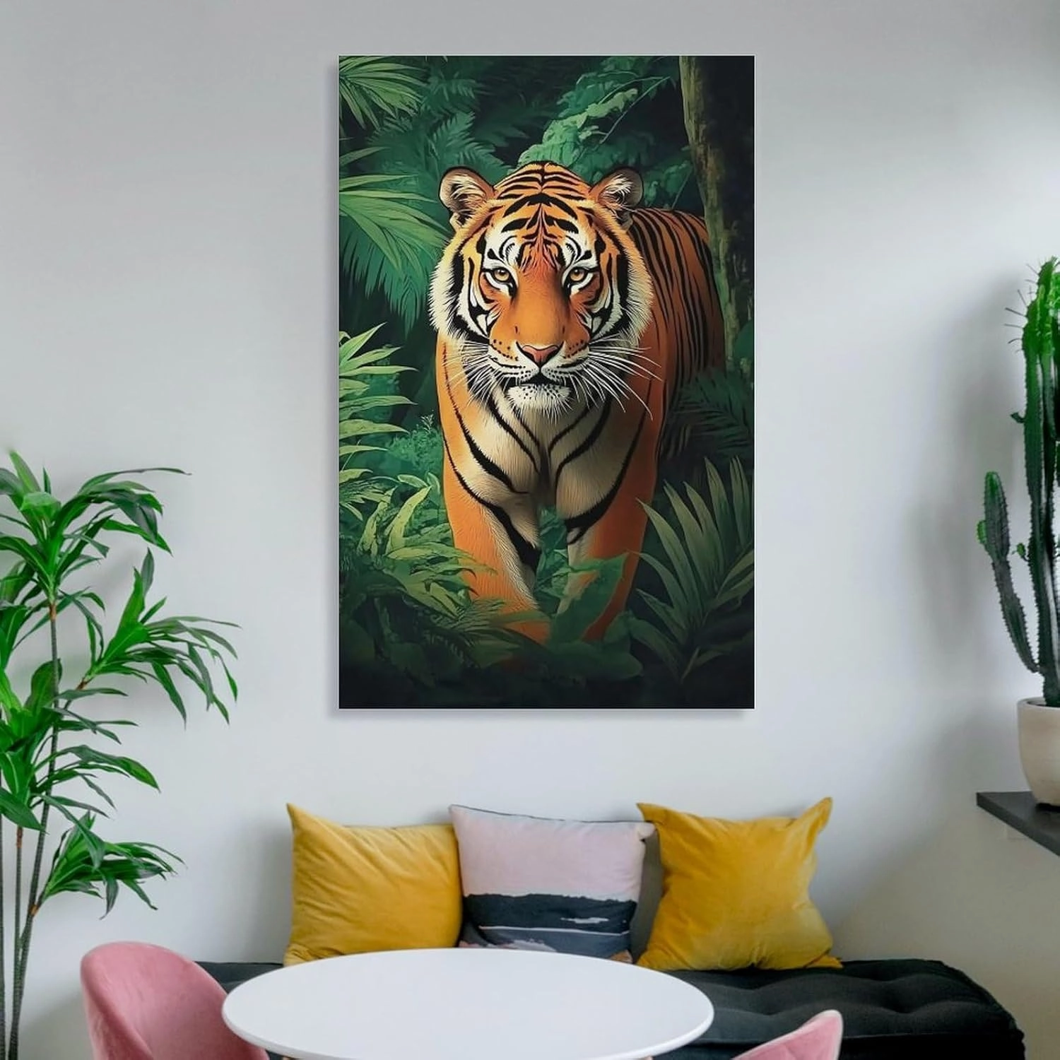 KRECDKQ Tiger Walking Jungle Animation Poster Canvas Wall Art Prints Posters for Room Aesthetic Bedroom Living Room Pictures Paintings Wall Decor for Mens Framed Unframed 12x18inch(30x45cm)